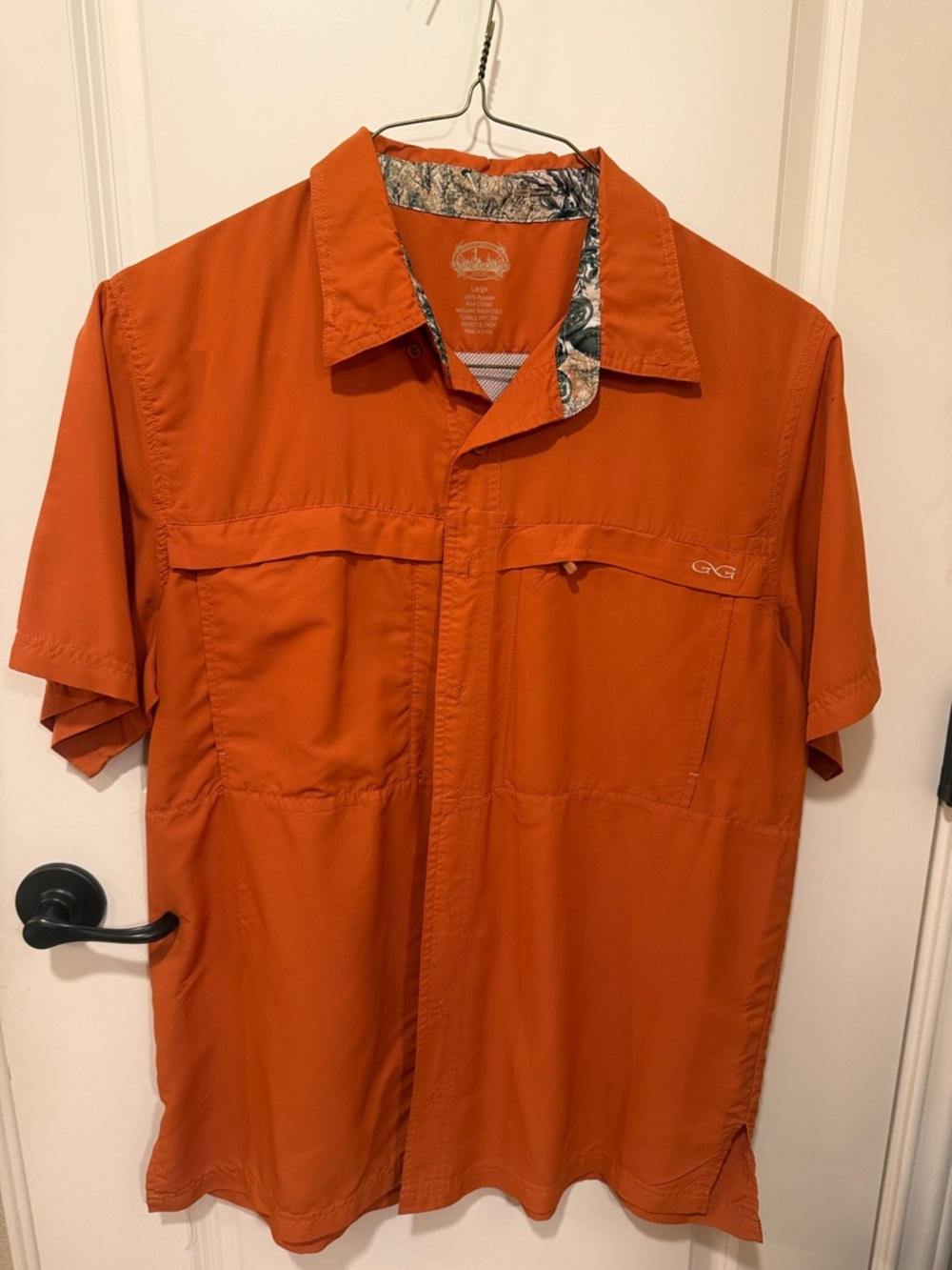 GNG Men's Lightweight Short-Sleeve Shirt Jacket in Orange